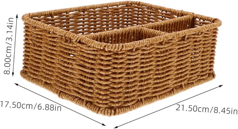 حامل علبة المناديل المصنوع من خوص الروطان مع حجرة لتخزين النظارات والتحكم عن بُعد - Image 2